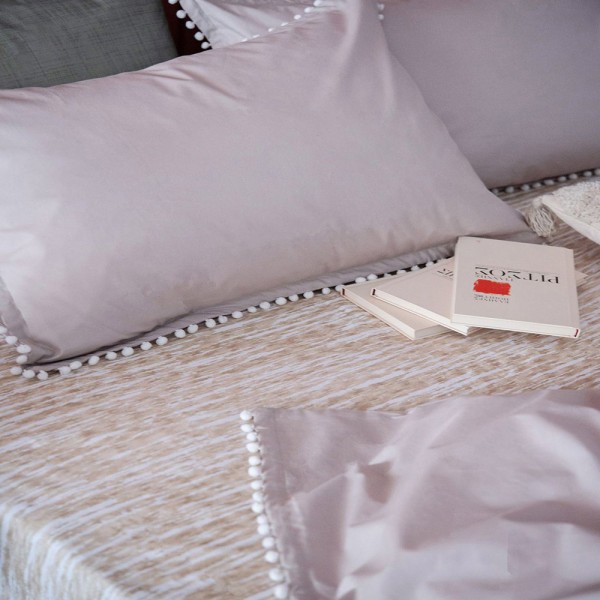 Σετ παπλωματοθήκη υπέρδιπλη Palamaiki Pon-Pon Fog